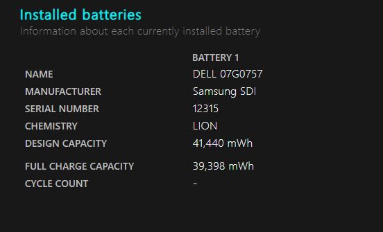 Battery Report Details