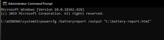 Battery Report Command